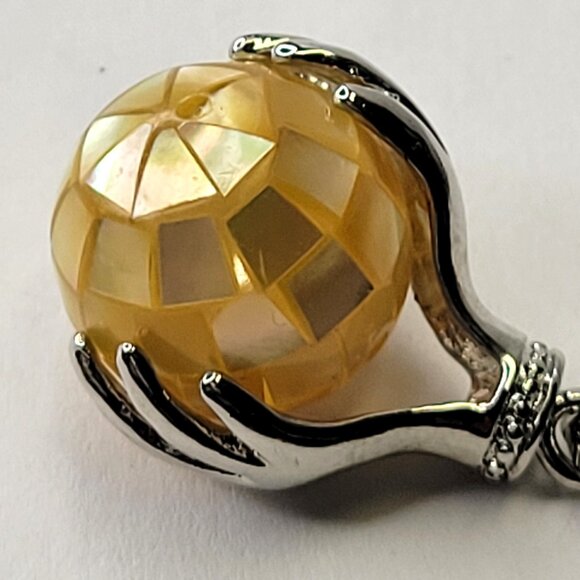 Yellow Pendant Healing Hands  Pendant With Silver tone Chain - Picture 4 of 11